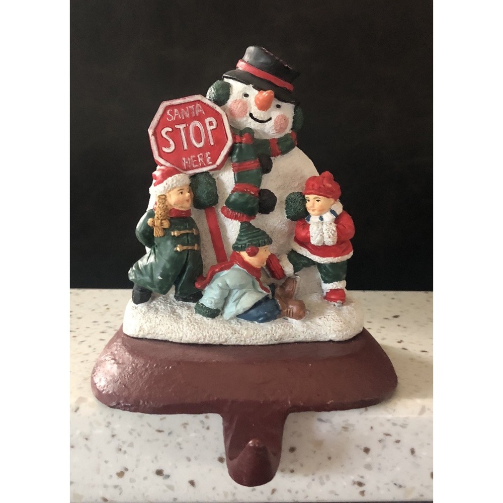 Vintage Christmas Snowman Stocking Holder - NCE Cast Iron
